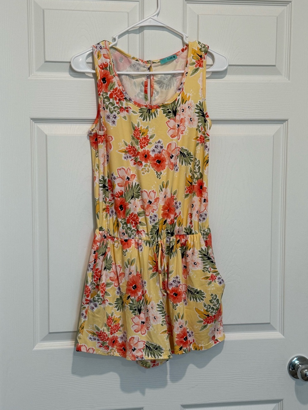 Yellow Floral Sleeveless Romper